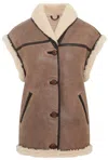 Infinity Leather Womens Brown Aviator Shearling Leather Gilet - Chevak In Brown
