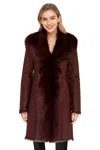 Infinity Leather Womens Burgundy Red Toscana Real Sheep Leather Hooded Trench Coat - Verona In Burgundy