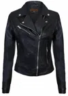 Infinity Leather Womens Classic Leather Brando Biker Jacket-loughton In Black