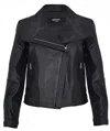 Infinity Leather Womens Classic Leather Shawl Wrap Biker Jacket - Morpeth In Black