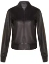 Infinity Leather Womens Classic Ma-1 Leather Bomber Jacket-newcastle In Black