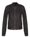 Infinity Leather Womens Classic Ma-1 Suede Bomber Jacket-newbury In Black