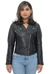 Infinity Leather Womens Classic Nappa Leather Retro Biker Jacket-bergen In Black
