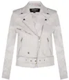 Infinity Leather Womens Cowhide Leather Biker Jacket-mansfield In White