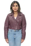 Infinity Leather Womens Cropped Brando Leather Biker Jacket-damascus In White