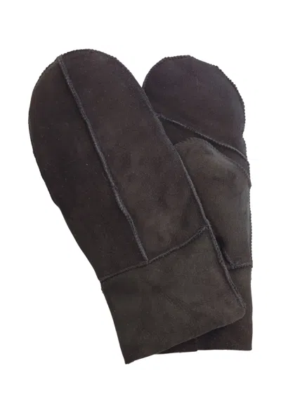 Infinity Leather Womens Genuine Real Sheepskin Suede Mittens Warm Gloves In Black