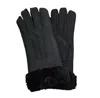 Infinity Leather Womens Genuine Sheepskin Suede Gloves With Fur Cuff In Black