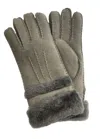 Infinity Leather Womens Genuine Sheepskin Suede Gloves With Roll Up/down Cuff In Grey