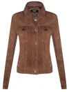 Infinity Leather Womens Leather Trucker Jeans Jacket-anderlecht In Multi