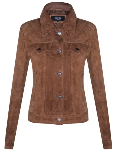 Infinity Leather Womens Goat Suede Trucker Jeans Jacket-astoria In Multi