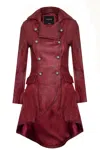 Infinity Leather Womens Goth Leather Edwardian Flare Coat-rushmoor In White