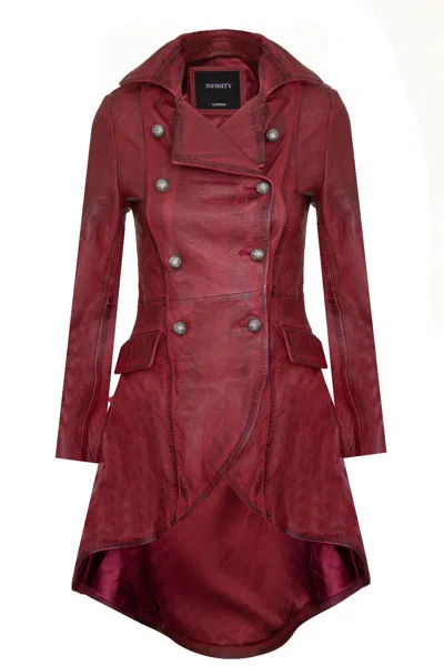 Infinity Leather Womens Goth Leather Edwardian Flare Coat-rushmoor In White