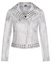 Infinity Leather Womens Gothic Biker Leather Jacket With Studs-bilbao In White