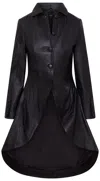 Infinity Leather Womens Gothic Full Length Victorian Leather Coat - Vantaa In Black