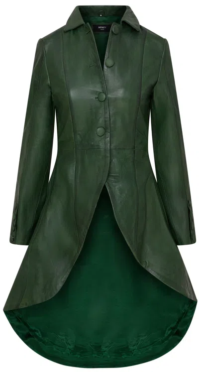 Infinity Leather Womens Gothic Full Length Victorian Leather Coat - Vantaa In Green