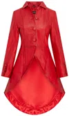 Infinity Leather Womens Gothic Full Length Victorian Leather Coat - Vantaa In Red