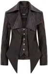 Infinity Leather Womens Gothic Mid-length Edwardian Leather Jacket - Sandvika In Black