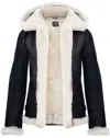 Infinity Leather Womens Hooded Sheepskin Flying Leather Jacket-palermo In Black