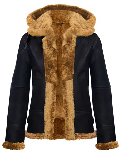 Infinity Leather Womens Hooded Sheepskin Flying Leather Jacket-palermo In Multi