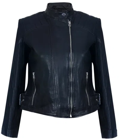 Infinity Leather Womens Leather Biker Jacket-celaya In Black