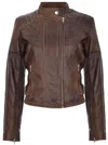 Infinity Leather Womens Leather Biker Jacket-celaya In Brown