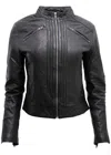 Infinity Leather Womens Leather Biker Jacket-konya In Black