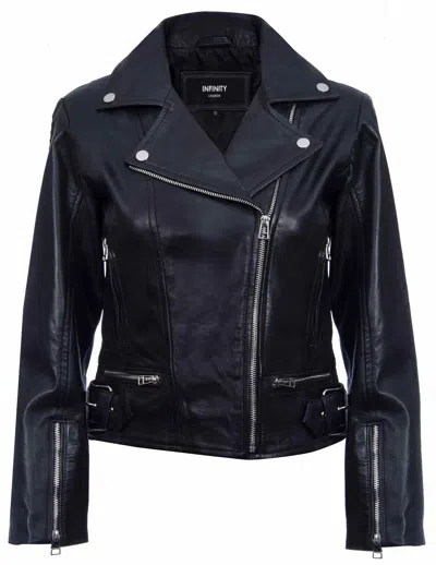 Infinity Leather Womens Leather Biker Jacket-stockholm In Black