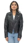 Infinity Leather Womens Classic Nappa Leather Retro Biker Jacket-bergen In Black