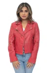 Infinity Leather Womens Leather Biker Jacket-zanzibar In Red