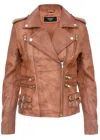 Infinity Leather Womens Leather Vintage Brando Biker Jacket-orlando In Brown