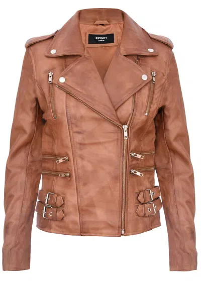 INFINITY LEATHER WOMENS LEATHER BRANDO BIKER JACKET-LODDON