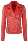 Infinity Leather Womens Leather Vintage Brando Biker Jacket-orlando In Red