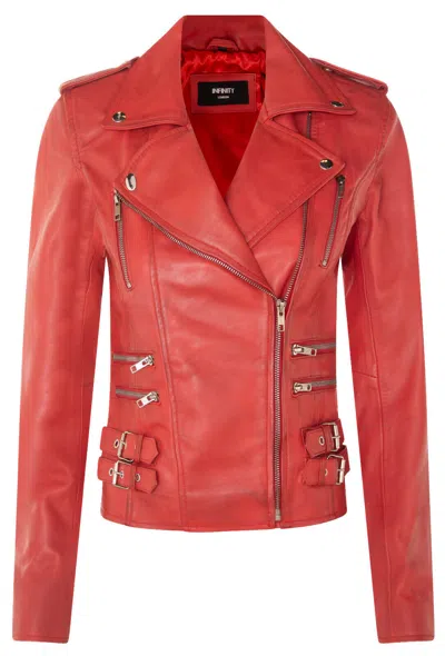 INFINITY LEATHER WOMENS LEATHER BRANDO BIKER JACKET-LODDON