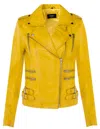Infinity Leather Womens Leather Vintage Brando Biker Jacket-orlando In Yellow