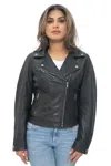 Infinity Leather Womens Classic Leather Brando Biker Jacket-loughton In Black