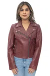 Infinity Leather Womens Leather Classic Biker Brando Jacket-baku In White
