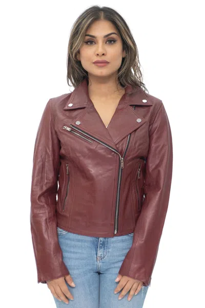 Infinity Leather Womens Leather Classic Biker Brando Jacket-baku In White