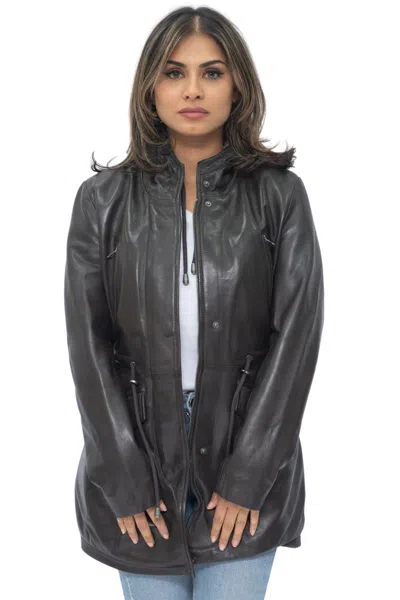 Infinity Leather Womens Leather Hooded Parka Jacket-bucharest In Brown