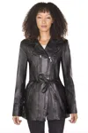 Infinity Leather Womens Leather Long Biker Jacket-muscat In Black
