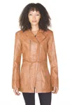 Infinity Leather Womens Leather Long Biker Jacket-muscat In Multi