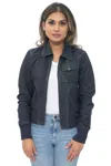 Infinity Leather Womens Leather Ma-1 Varsity Jacket-ann Arbor In Blue
