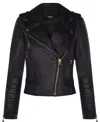 Infinity Leather Womens Leather Quilted Vintage Brando Biker Jacket-lusaka In Gold