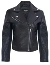 Infinity Leather Womens Classic Leather Brando Biker Jacket-loughton In Black