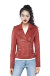 Infinity Leather Womens Leather Tan Brown Brando Biker Jacket-constantia In Red
