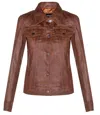 Infinity Leather Womens Leather Trucker Jeans Jacket-anderlecht In Multi