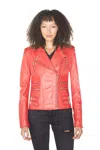 Infinity Leather Womens Leather Vintage Brando Biker Jacket-orlando In Red