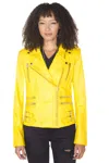 Infinity Leather Womens Leather Vintage Brando Biker Jacket-orlando In Yellow