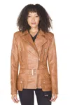 Infinity Leather Womens Long Leather Biker Jacket-quito In Multi