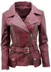 Infinity Leather Womens Long Leather Biker Jacket-quito In White