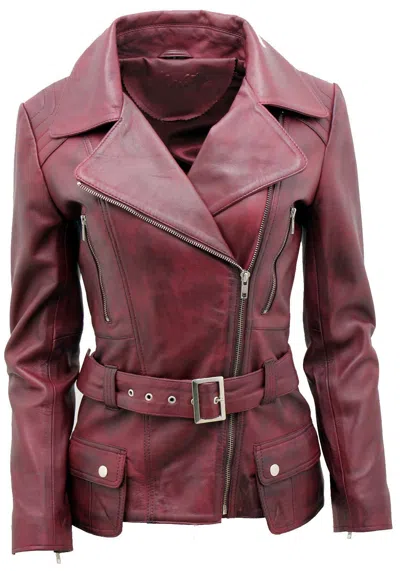 Infinity Leather Womens Long Leather Biker Jacket-quito In White